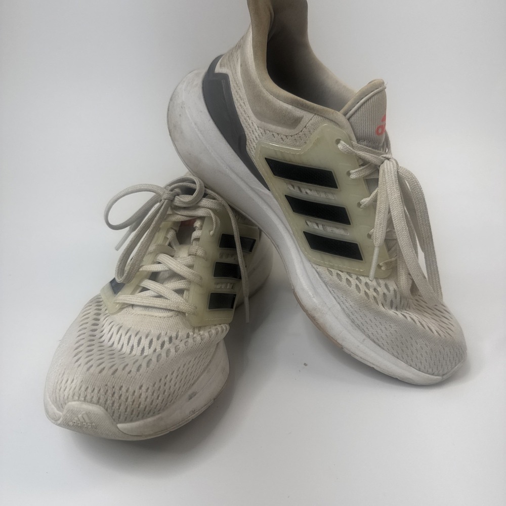 Adidas Bounce EQ21 Sneak Womens 7 White Gray Low Top Running Shoe H00540